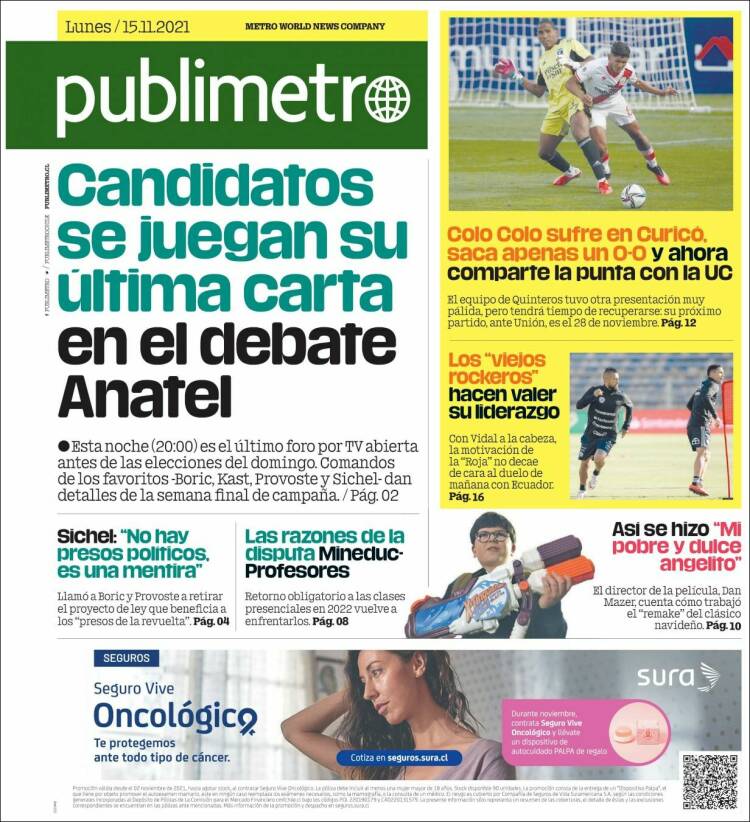 Portada de Publimetro (Chile)