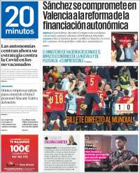 Portada de 20 Minutos - Valencia (Espagne)