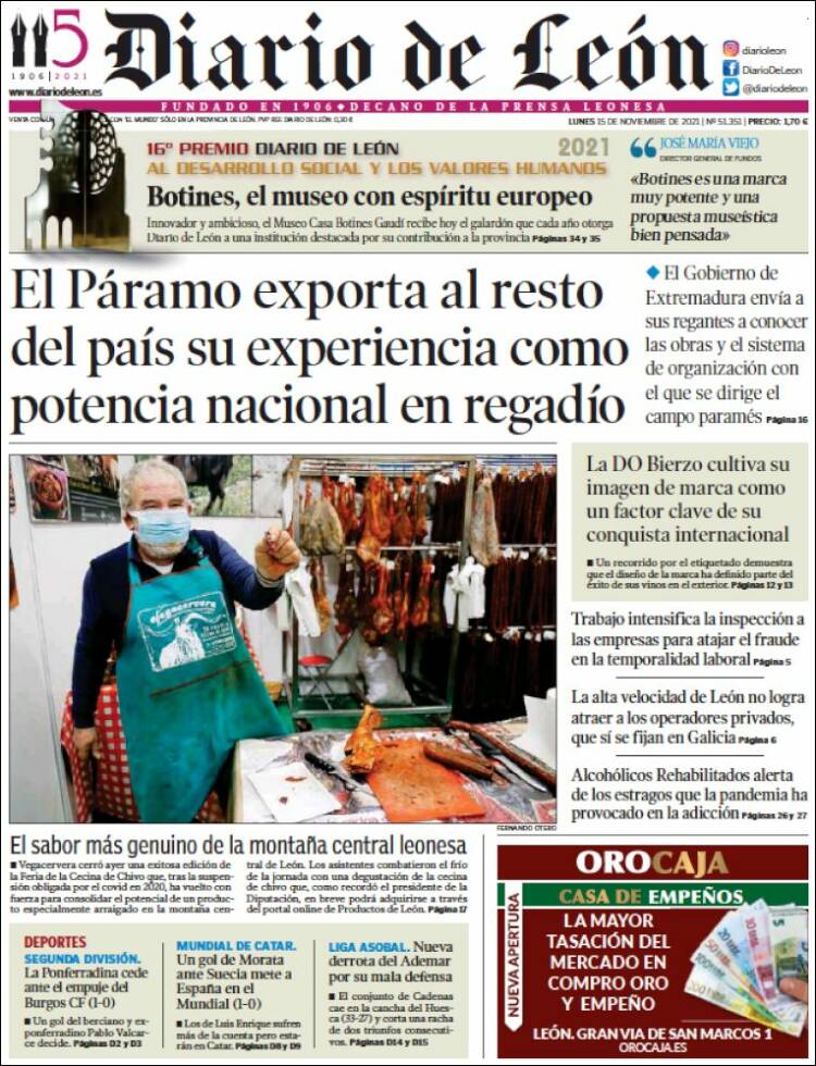 Portada de Diario de León (España)