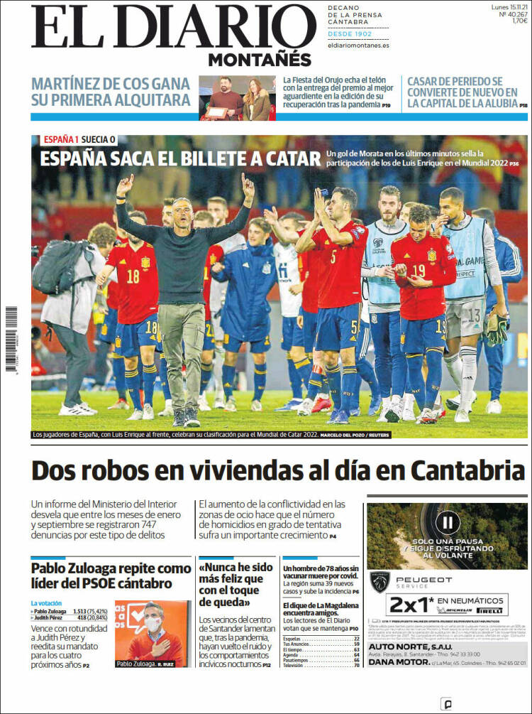 Portada de El Diario Montañés (España)