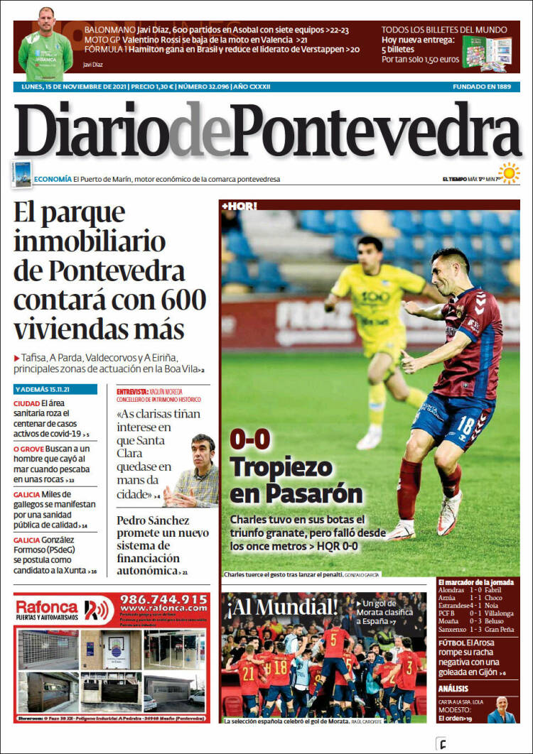 Portada de Diario de Pontevedra (España)