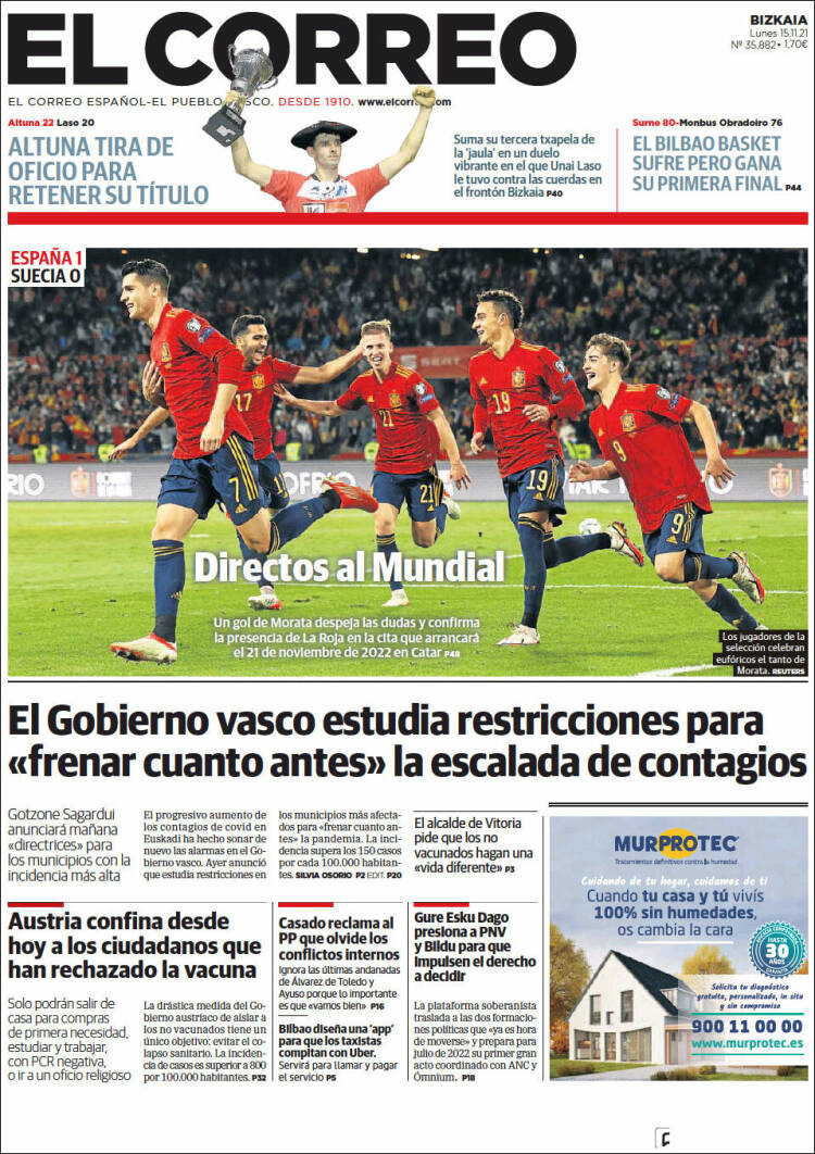 Portada de El Correo (Espagne)