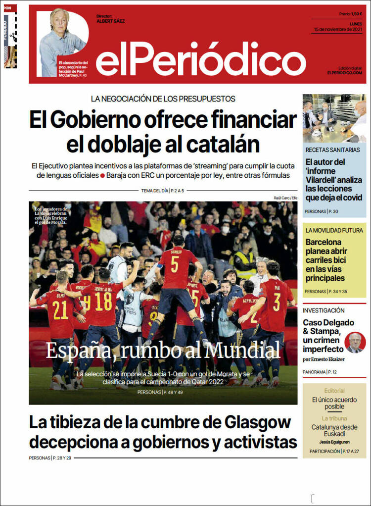 Portada de El Periódico (España)