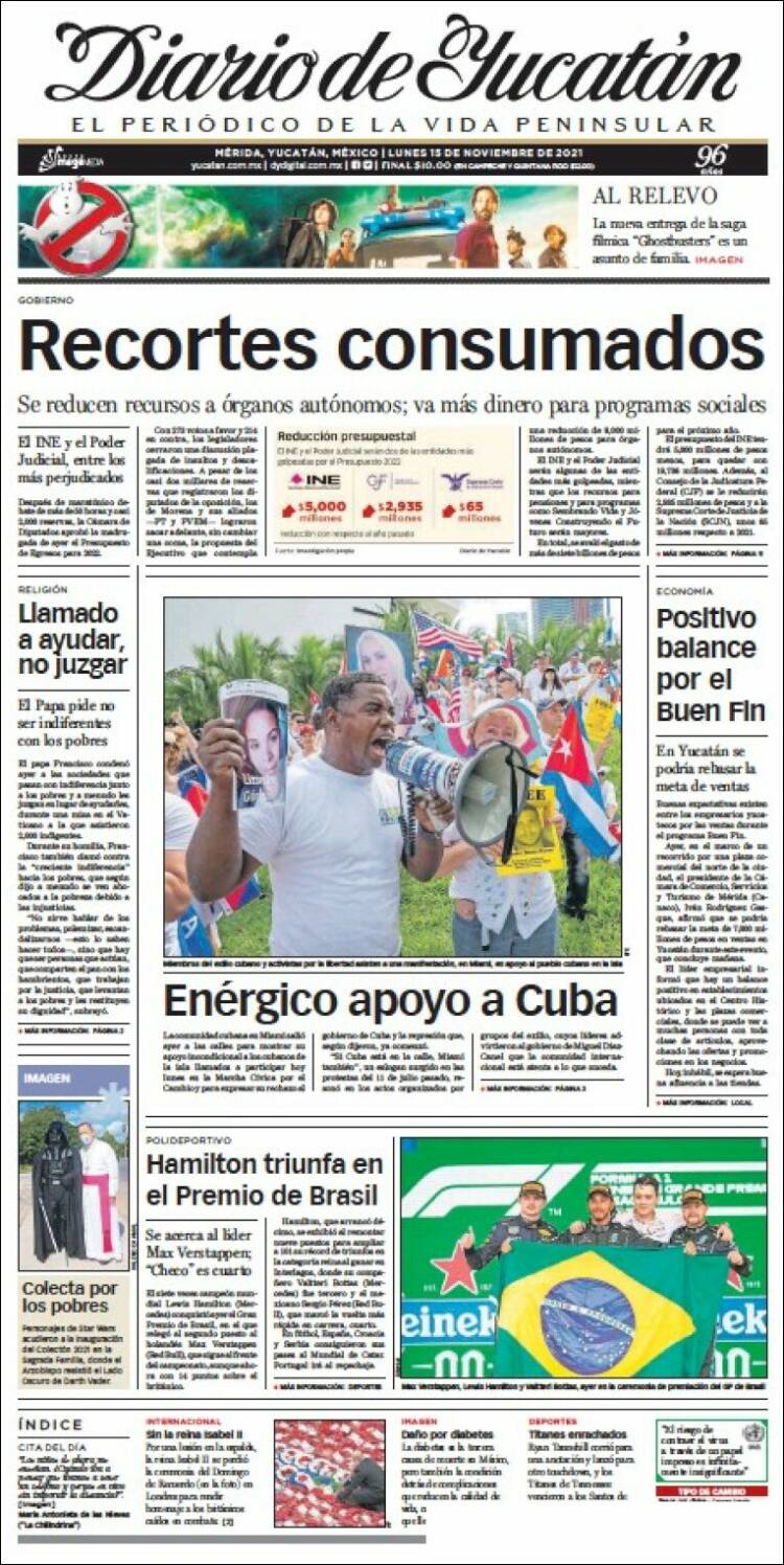 Portada de Diario de Yucatán (M&eacute;xico)