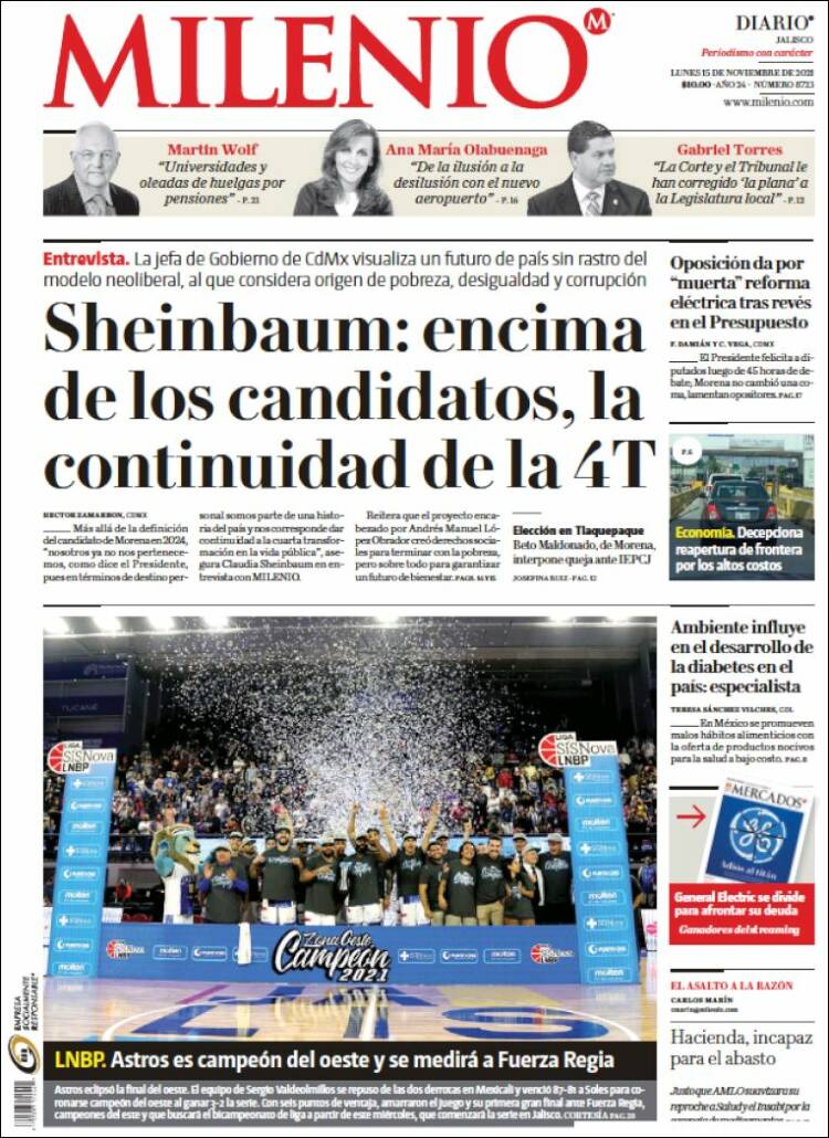 Portada de Milenio - Jalisco (M&eacute;xico)