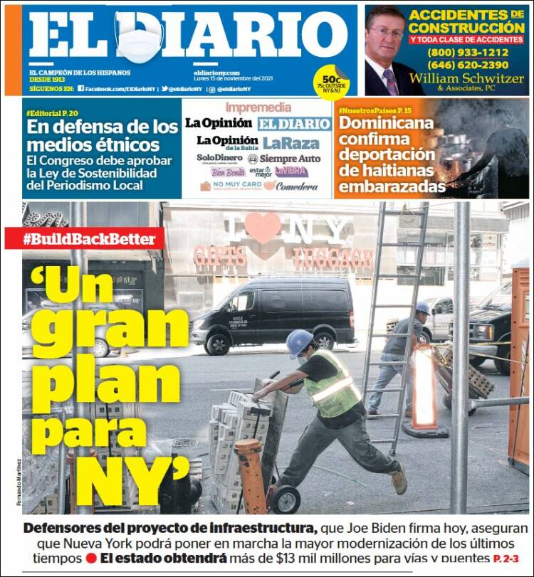 Portada de El Diario NY (États-Unis)