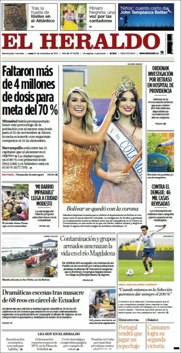 Portada de El Heraldo (Colombie)