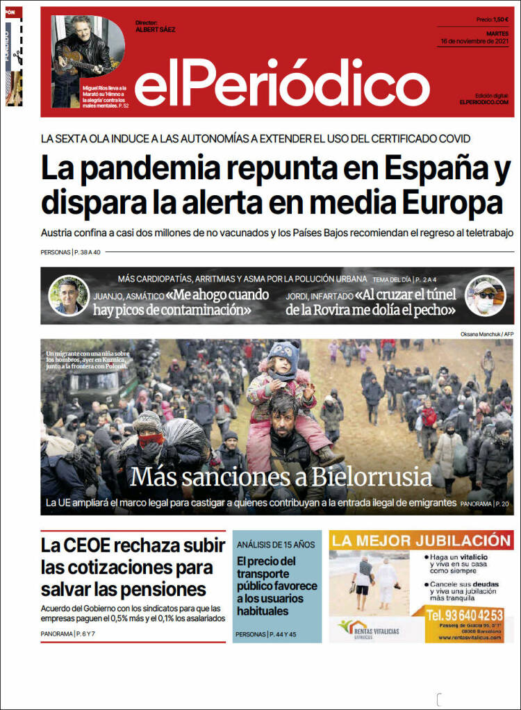 Portada de El Periódico (España)