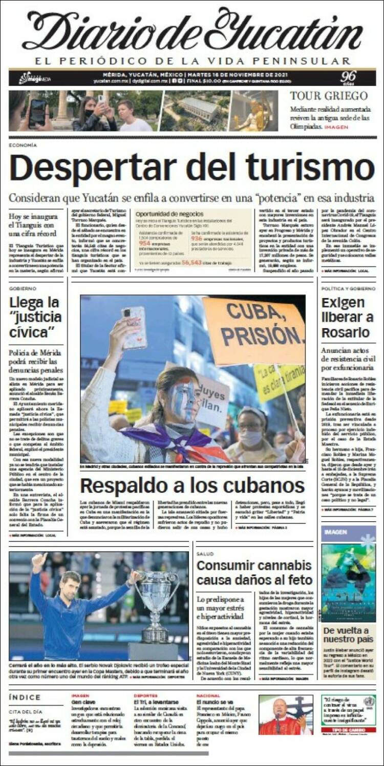 Portada de Diario de Yucatán (M&eacute;xico)
