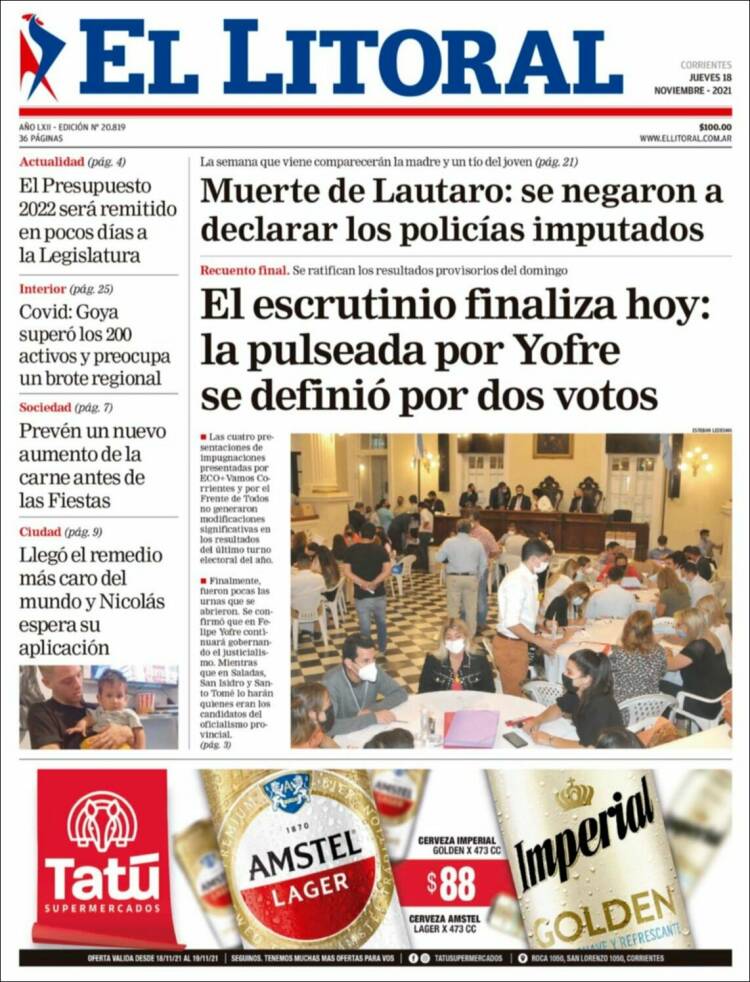 Portada de El Litoral Corrientes (Argentina)