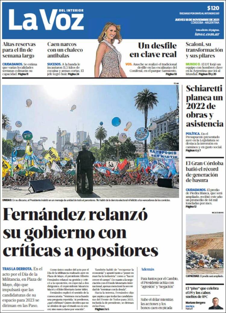 Portada de La Voz del Interior (Argentina)