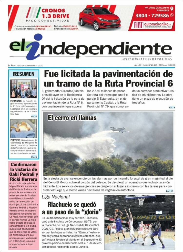 Portada de El Independiente (Argentina)