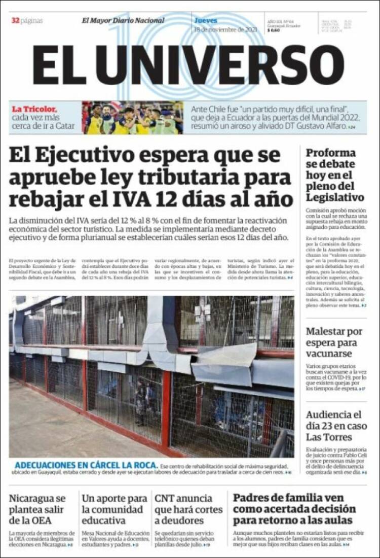 Portada de El Universo - Ecuador (Ecuador)