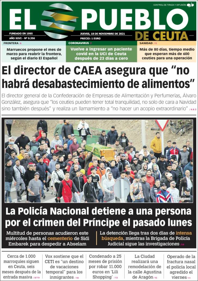 Portada de El Pueblo de Ceuta (Espa&ntilde;a)