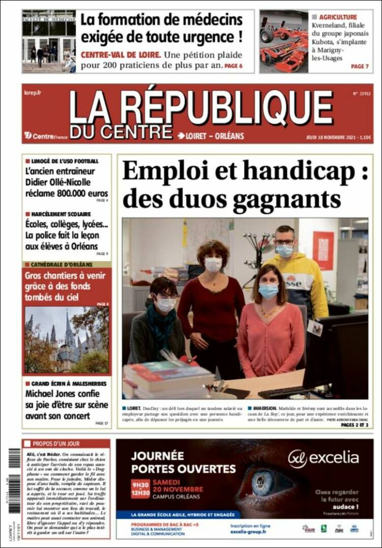 Portada de La République du Centre (Francia)