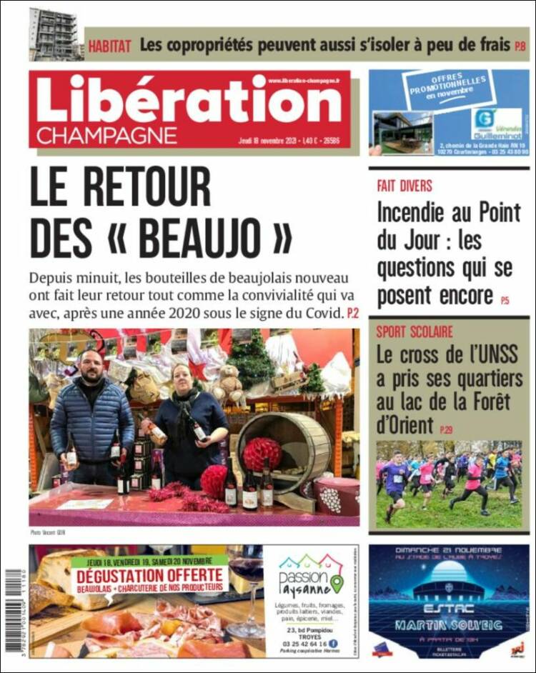 Portada de Libération Champagne (Francia)