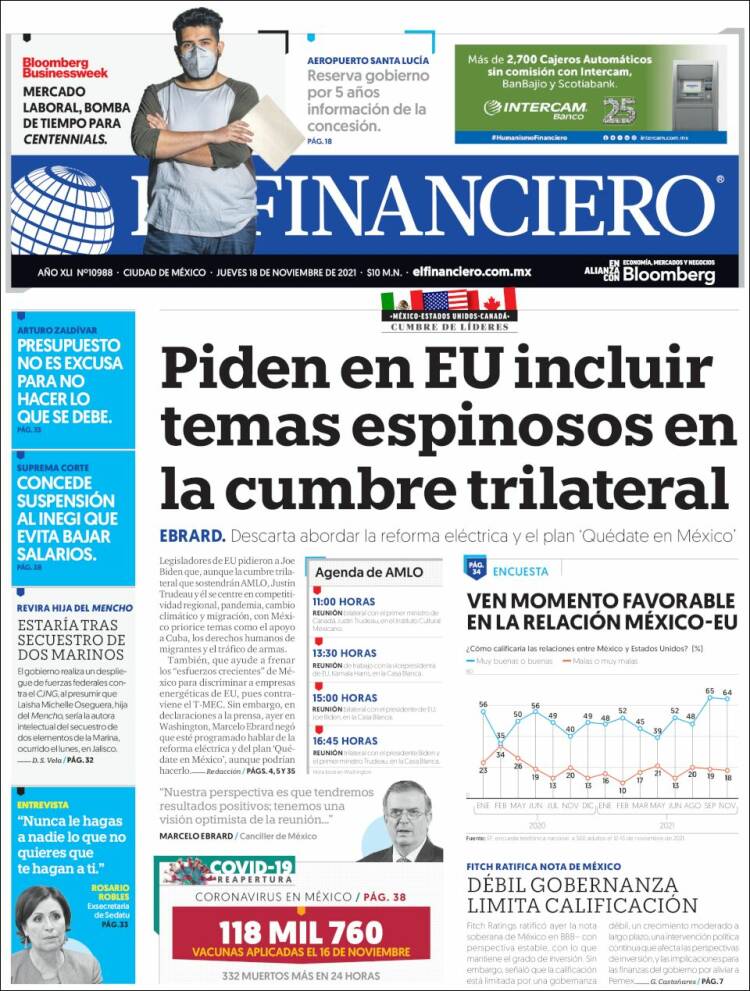 Portada de El Financiero (México)