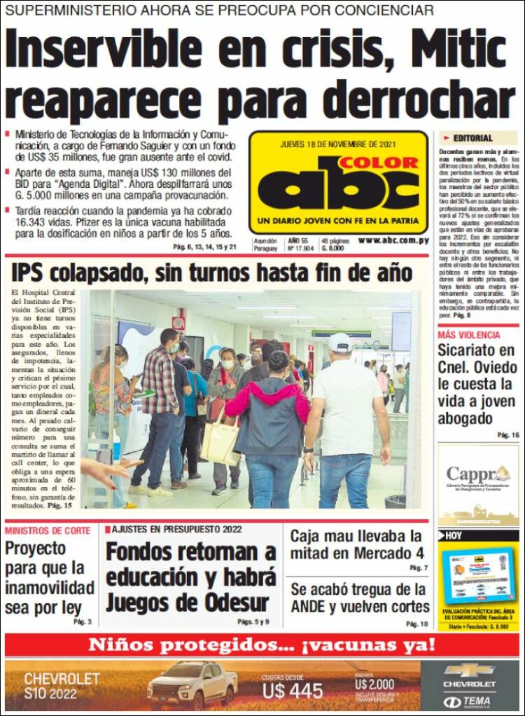 Portada de ABC Color (Paraguay)