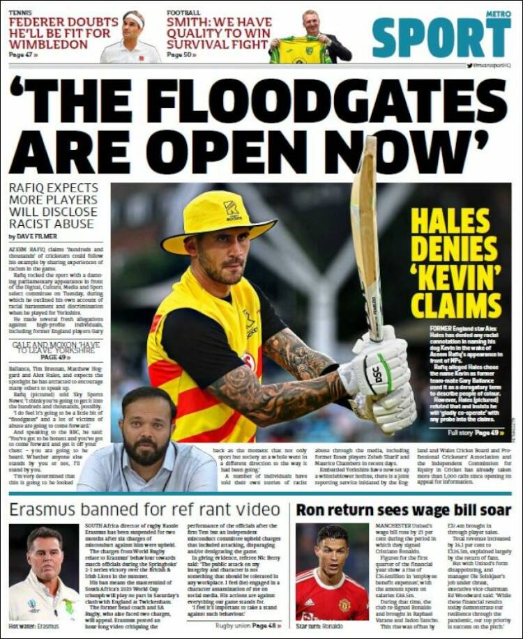 Portada de Metro Sport (Reino Unido)