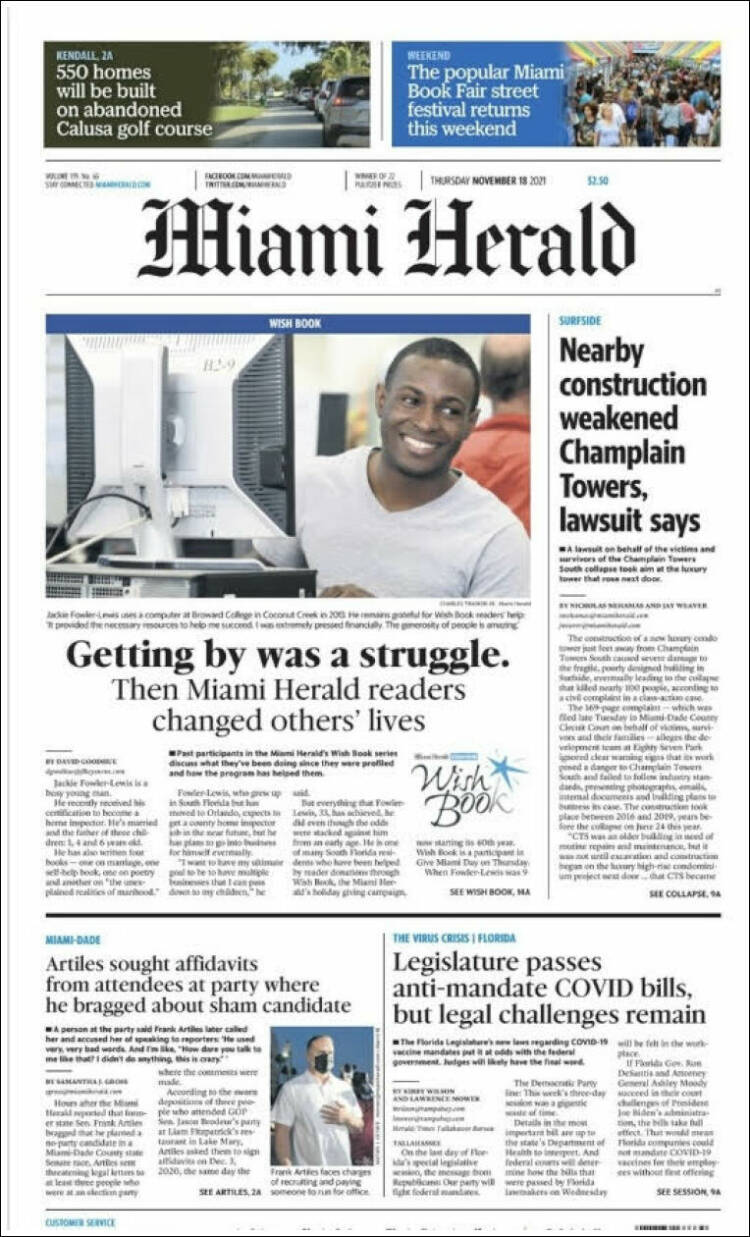 Portada de Miami Herald (USA)