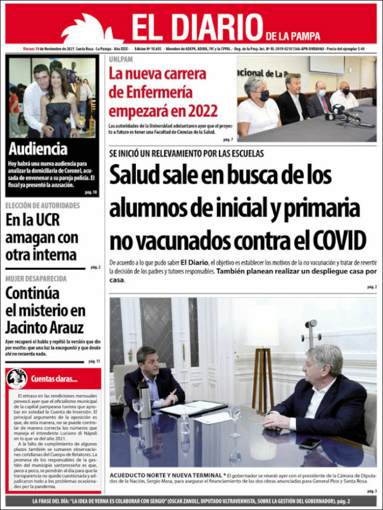 Portada de Diario de La Pampa (Argentina)