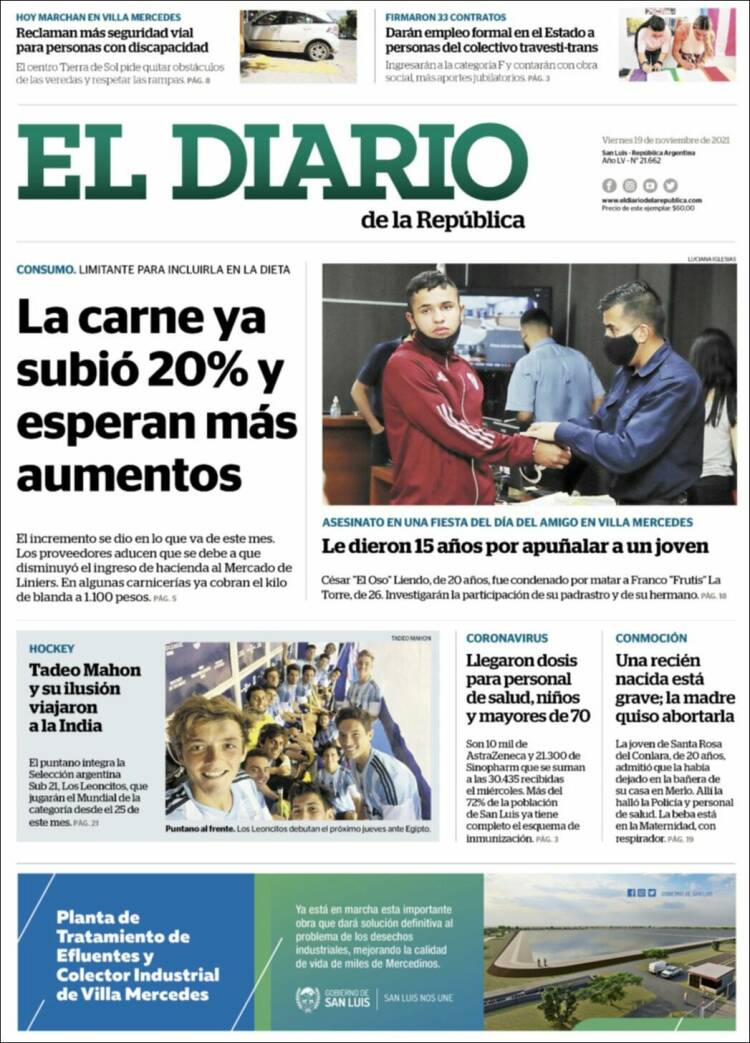 Portada de Diario de la República (Argentina)