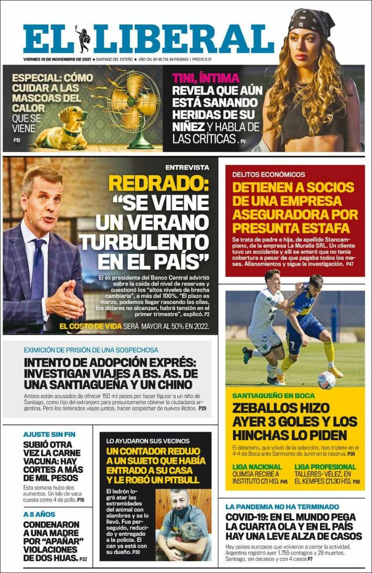 Portada de Diario El Liberal (Argentina)