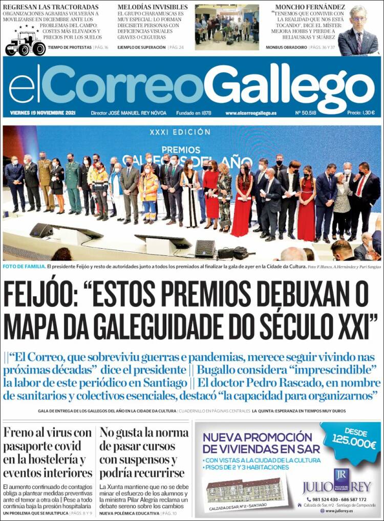 Portada de El Correo Gallego (España)