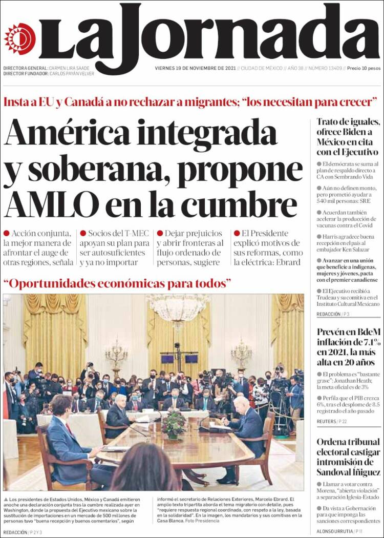 Portada de La Jornada (México)