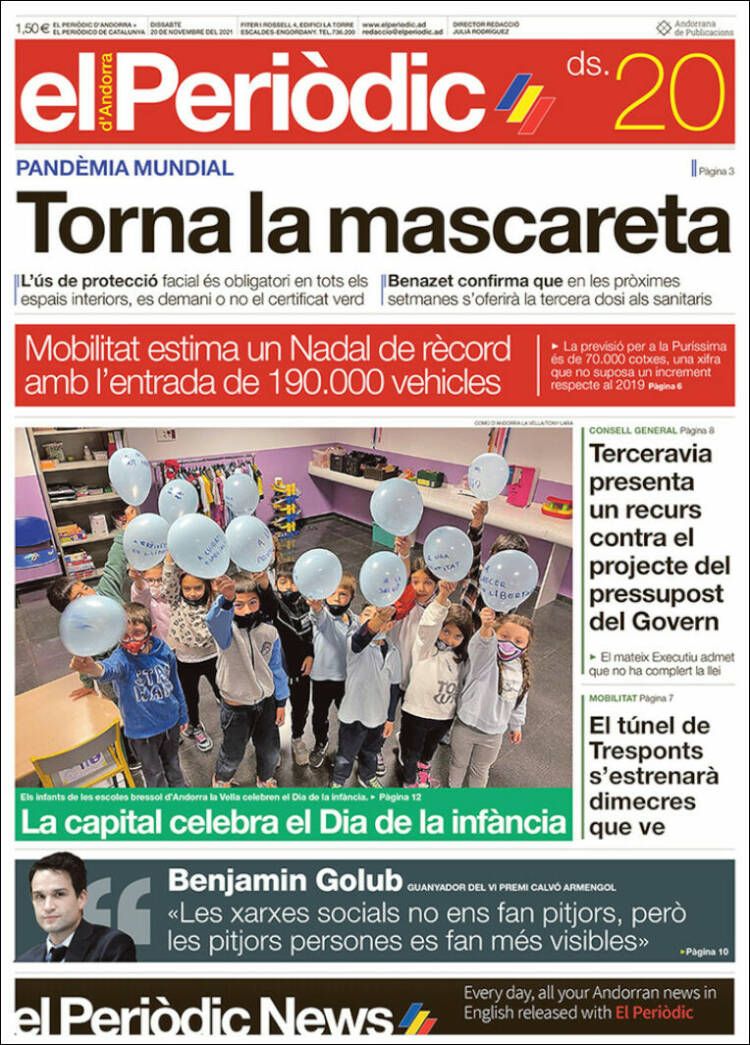 Portada de El Periòdic d'Andorra (Andorra)