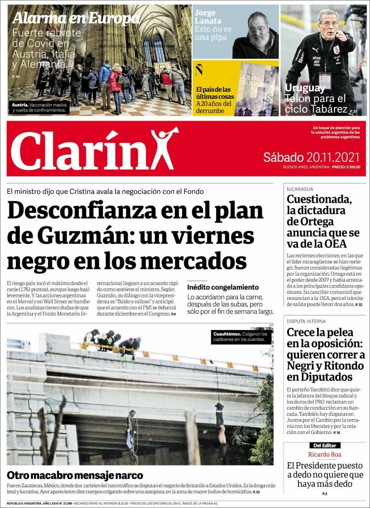 Portada de Clarín (Argentina)
