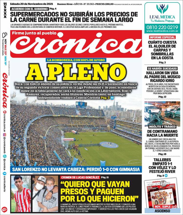 Portada de Crónica (Argentina)