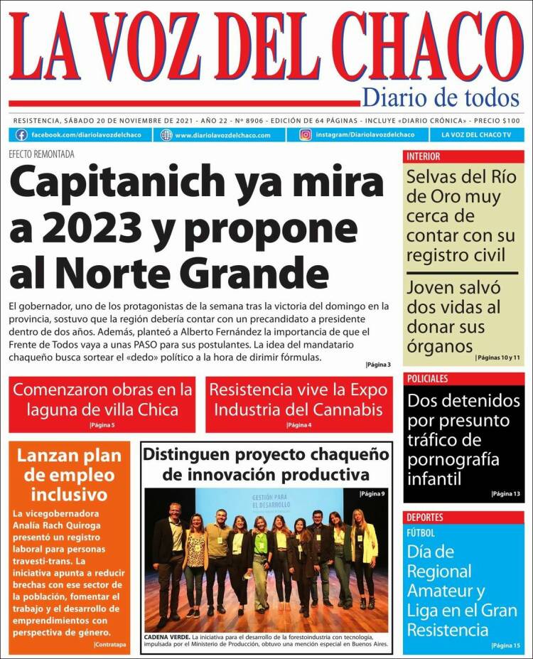 Portada de La Voz del Chaco (Argentina)