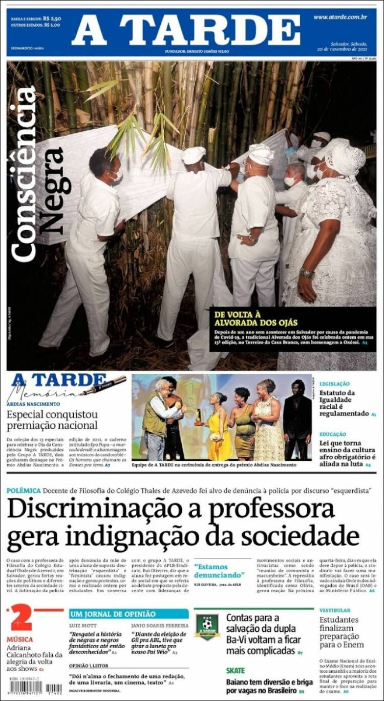 Portada de Diário A Tarde (Brasil)
