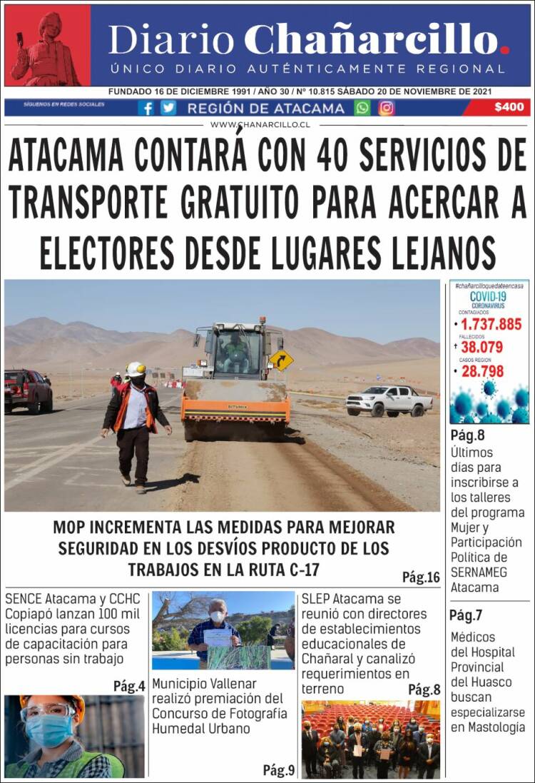 Portada de Diario Chañarcillo (Chile)