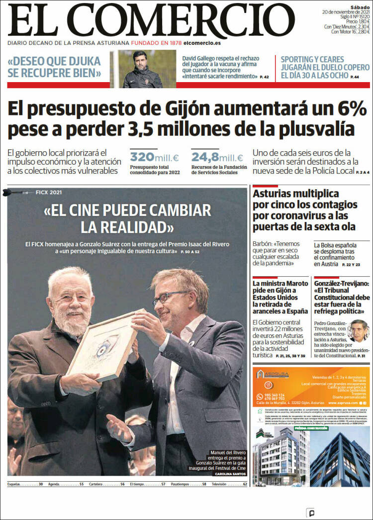 Portada de El Comercio - Gijón (España)