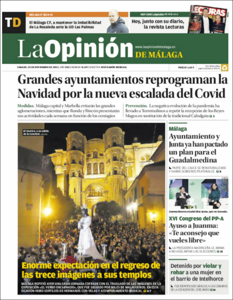 Portada de La Opinión de Málaga (España)