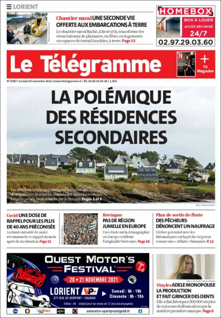 Portada de Télégramme (Francia)