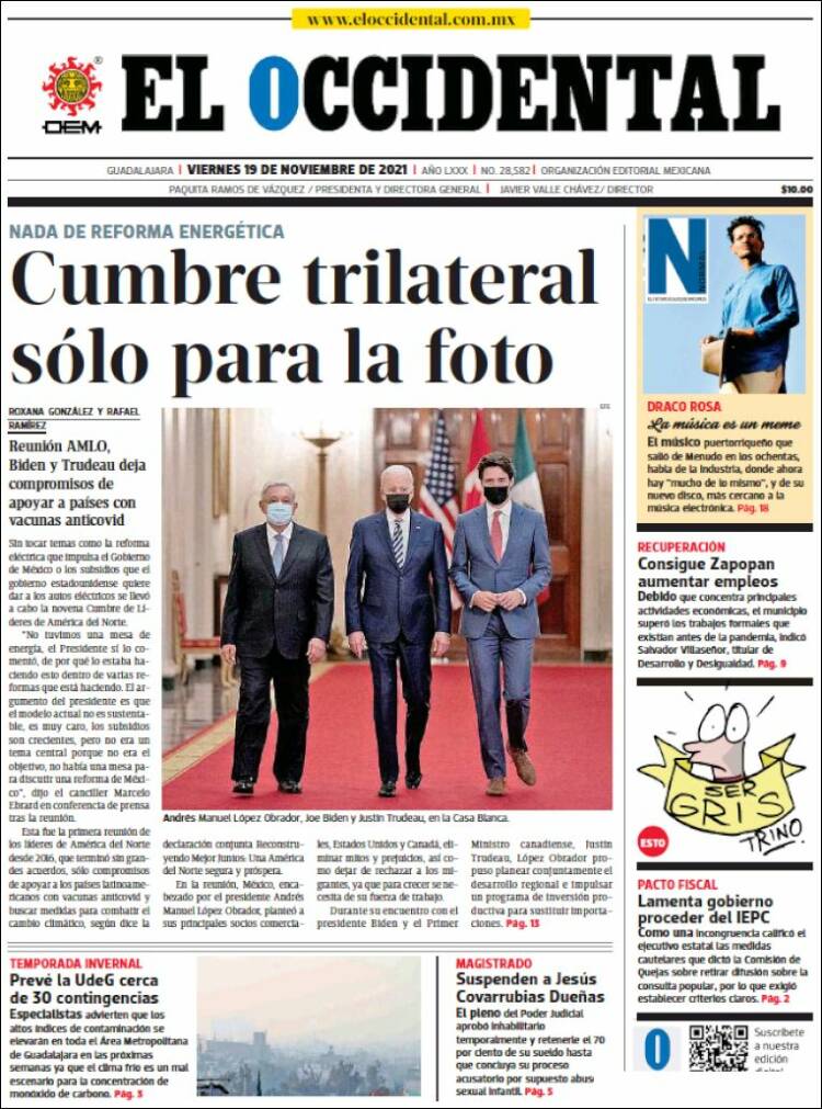 Portada de El Occidental (M&eacute;xico)