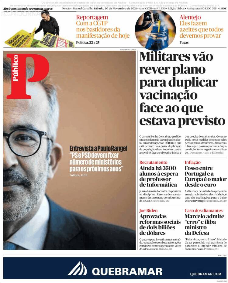 Portada de Público (Portugal)