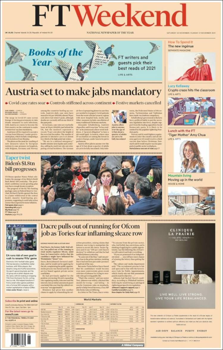 Portada de Financial Times (Reino Unido)