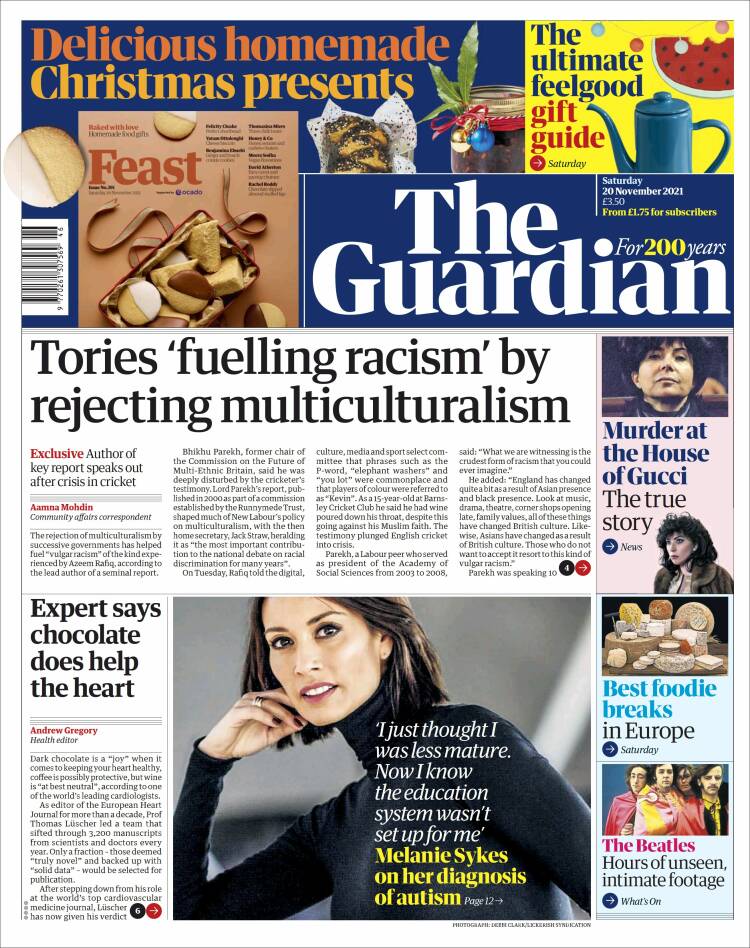 Portada de The Guardian (Reino Unido)