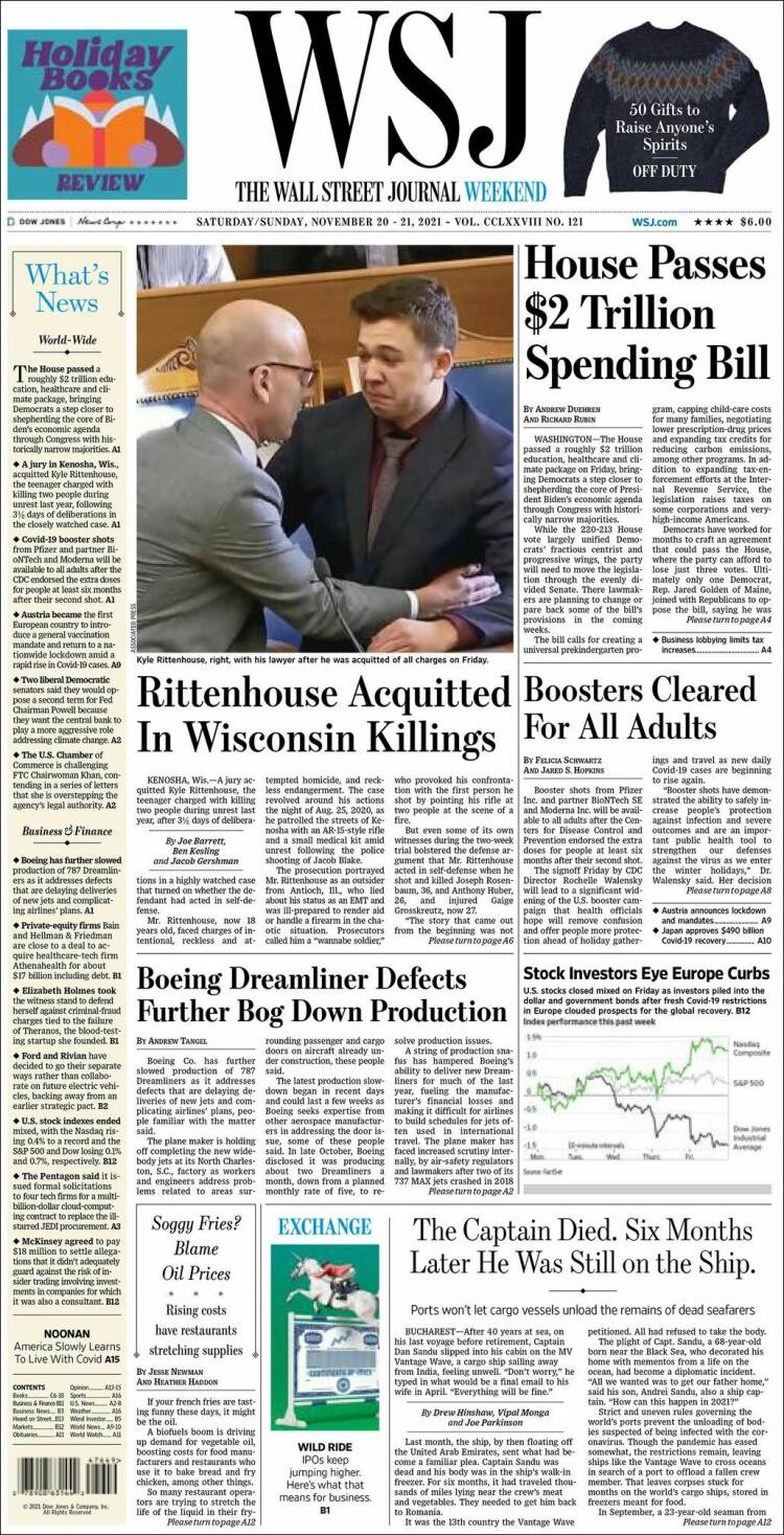 Portada de Wall Street Journal (USA)