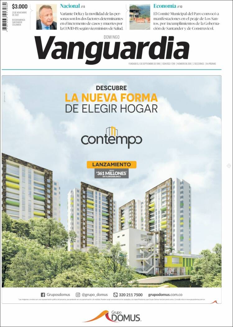 Portada de Vanguardia Liberal (Colombia)