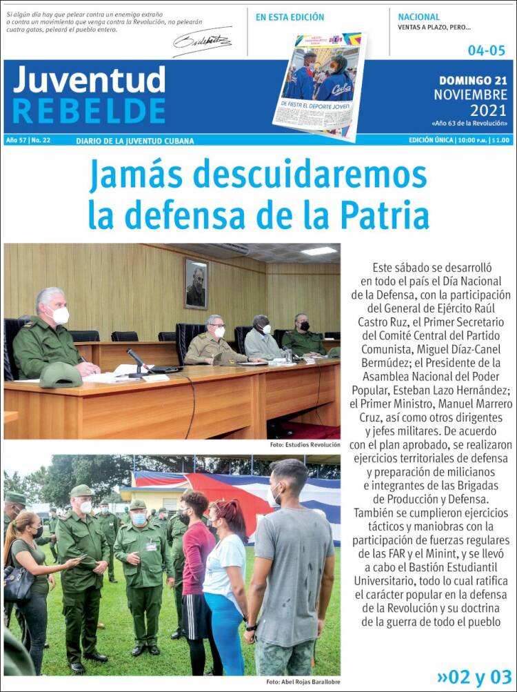 Portada de Juventud Rebelde (Cuba)