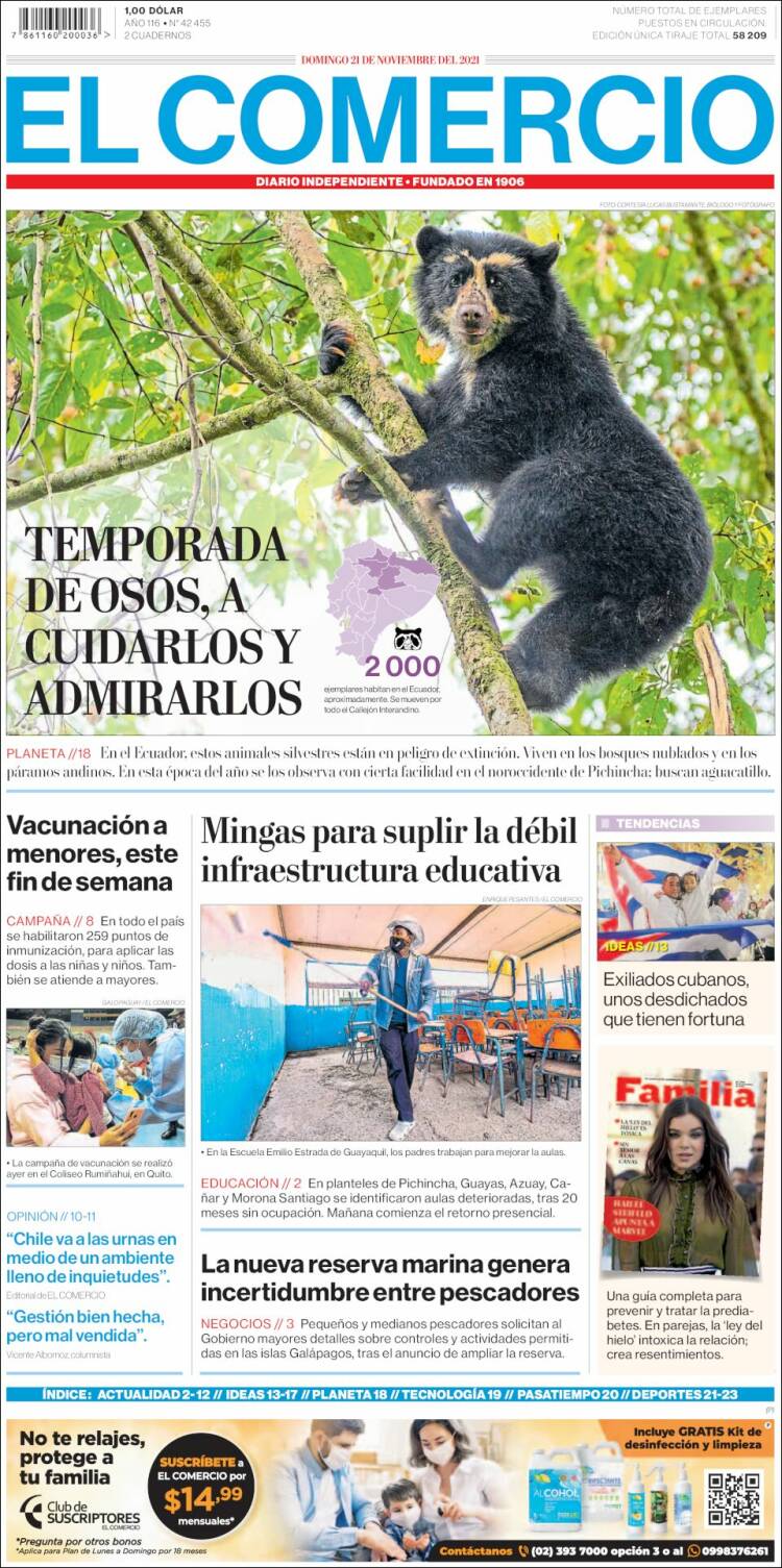 Portada de El Comercio (Ecuador)