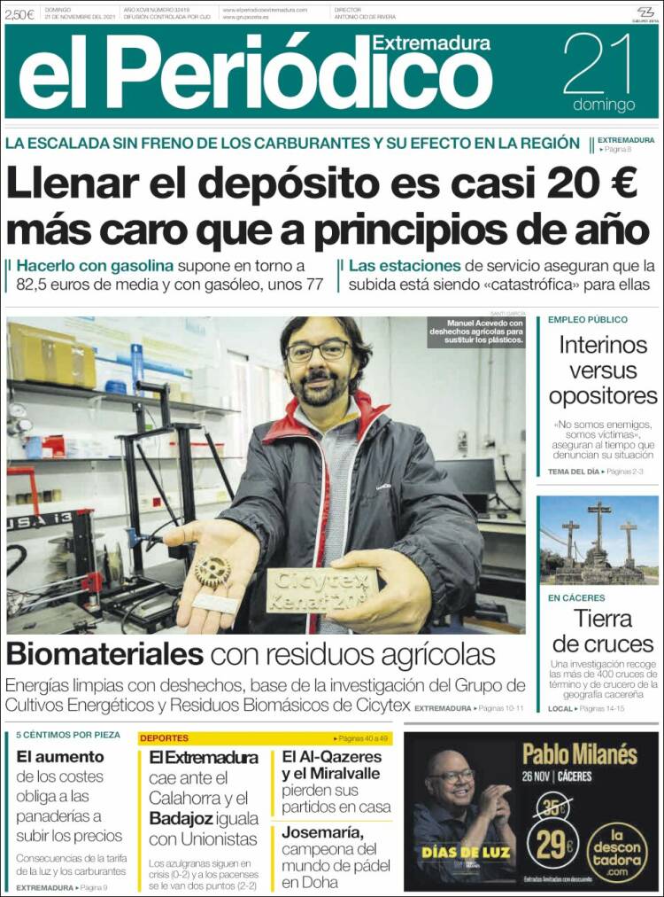 Portada de El Periódico de Extremadura (Espa&ntilde;a)
