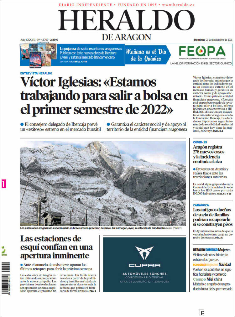 Portada de Heraldo de Aragón (Espa&ntilde;a)