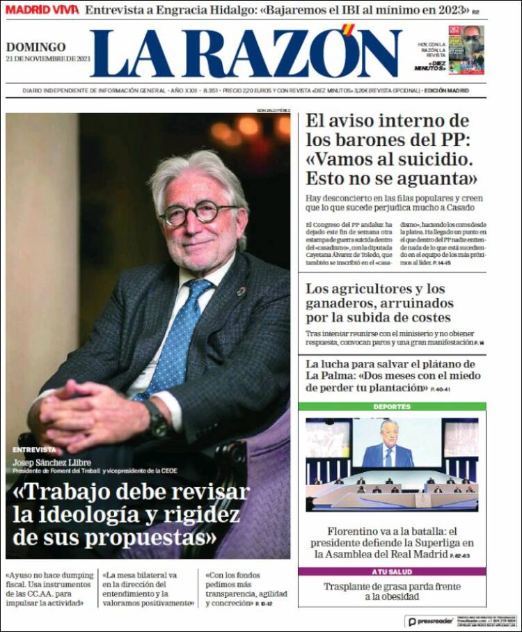 Portada de La Razón (Espa&ntilde;a)