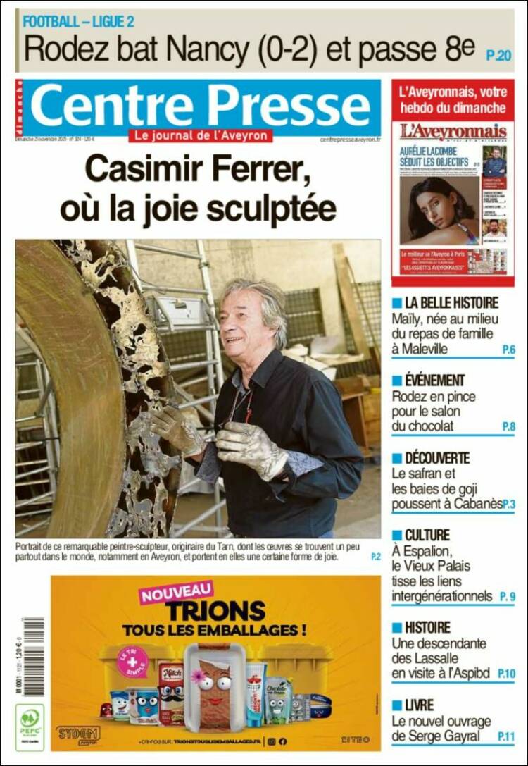 Portada de Centre Presse (Francia)